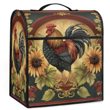 Imagem de Capa de misturador Kitchen Aid Vintage Rooster Girassol Stand Mixer Cover Compatível com 5-8 litros Cabeça Inclinada Cafeteira Capas Poeiras Durável Dobrável Lavável Auxiliar Cozinha Mixer Acessórios