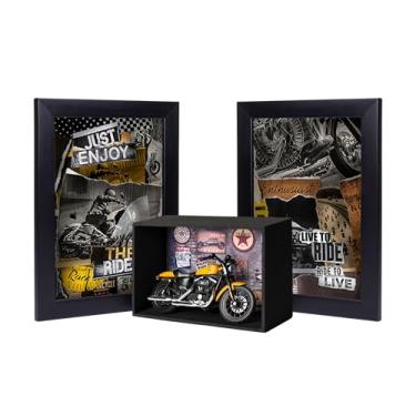 Imagem de Miniatura de Motocicleta Harley-Davidson Sportster Iron 883, Kit com Miniatura, Expositor e Quadros