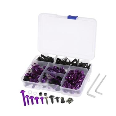 Imagem de REPAIROCK 195 peças de parafusos universais de carenagem de motocicleta parafusos parafusos porcas roxo e preto para Kawasaki para Suzuki para Honda para Yamaha para BMW Auto peças de reposição