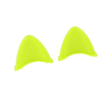 Imagem de REPAIROCK 2 peças de acessórios de decoração de capacete estilo orelhas de gato, adesivos de capa de capacete universal para motocicleta, bicicleta, scooter, verde fluorescente, TPU, peças de