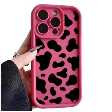 Imagem de Capa de telefone com estampa de vaca à prova de choque de silicone macio TPU slim fit antiarranhões com listras de animais para iPhone 16/15/14/13/12/11 Pro Max/Plus/XR/XS/X (rosa choque, para iPhone
