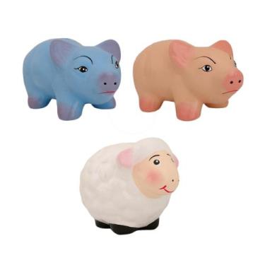 Imagem de Kit Cofre Cofrinho Para Guardar Moedas Porco Porquinho Ovelha 3 Peças 