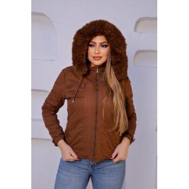 Imagem de Jaqueta De Sarja Peluciada Feminina - Krayani, Marrom, Mod03, M