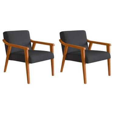Imagem de Conjunto com 2 Poltronas Flavia Algodão Chumbo e Nogueira - Mobly