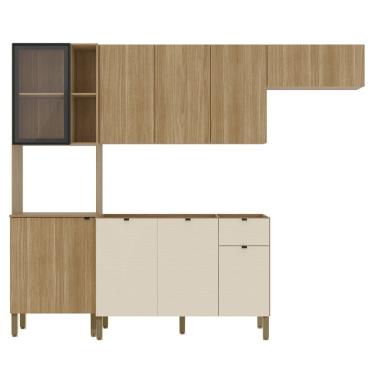 Imagem de Cozinha Compacta Balcão Sem Tampo Laura Plus Freijó/Soft Z06 - Mpozenato