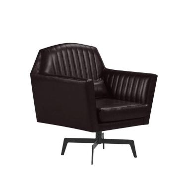 Imagem de Poltrona Agar Couríssimo Base Metal Cor Café