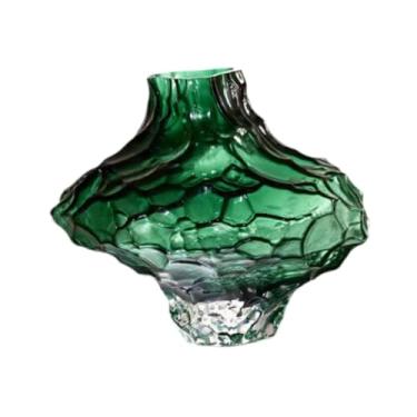 Imagem de WeiLaiKeQi Vaso de vidro, suporte para buquês, vaso de flores em formato irregular, peça central para estante, ambiente interno, sala de estar, escritório, Verde
