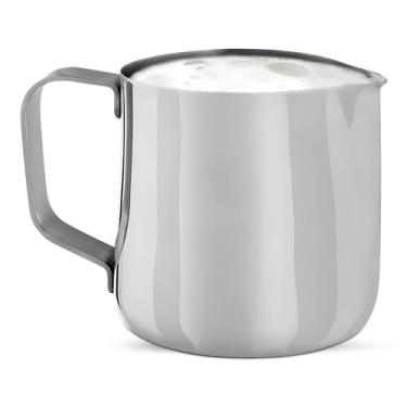 Imagem de OCS Parts Jarras de espuma de aço inoxidável polido | Copo de 340 g | Jarros de grau comercial para vapor, espuma de leite ou creme para lates, cappuccinos e expressos