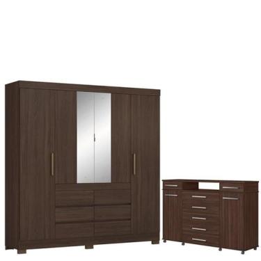 Imagem de Guarda Roupa Casal Cádis com Cômoda London Café - Demóbile - Demobile