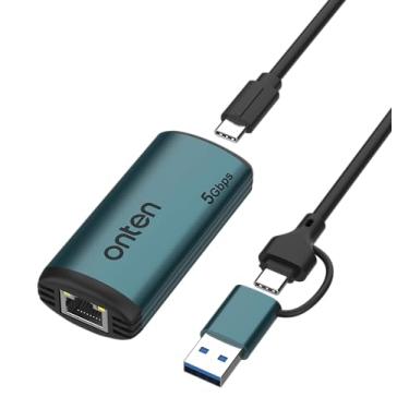 Imagem de Adaptador USB-C para Ethernet – 5Gbps de alta velocidade, USB-A para RJ45 5000Mbps Ethernet LAN adaptador de rede Thunderbolt 4/3 compatível, para iPhone 15 Pro/Max, MacBook Pro/Air 2023, iPad Pro