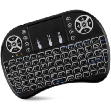 Imagem de Mini Teclado Sem Fio com Touchpad, 92 Teclas, Controle Multimídia para Smart TV, PC, Notebook, Recarregável, Preto