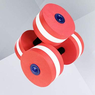 Imagem de Sewacc Conjunto de halteres aquáticos aquáticos, 2 peças de barras de espuma EVA de alta densidade para aeróbica aquática, halteres de piscina vermelho rosa