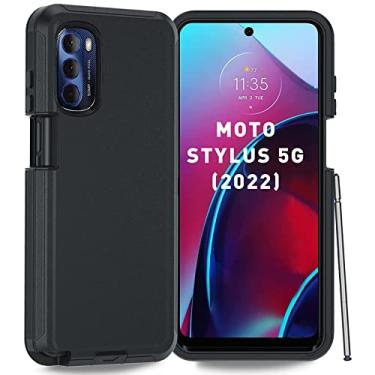 Imagem de Capa para Motorola Moto G Stylus 5G 2022, Anloes Defender Capa de telefone resistente à prova de choque e poeira Proteção robusta, 3 em 1 Capa de para-choque preta (sem protetor de tela integrado)