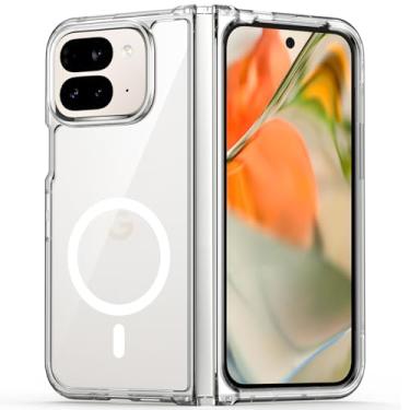 Imagem de TIANNIUKE Capa magnética para Google Pixel 9 Pro Fold, transparente e resistente a amarelo, compatível com MagSafe, capa protetora de celular slim fit à prova de choque para Pixel 9 Pro Fold