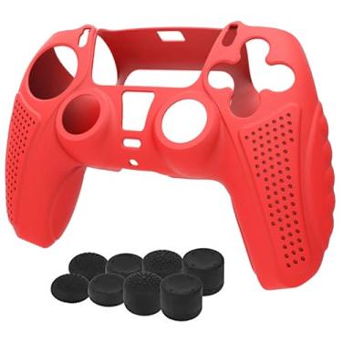 Imagem de A capa protetora de silicone TwiHill é adequada para PS5, acessórios PS5 antiderrapantes (Vermelho-1 Pcs)