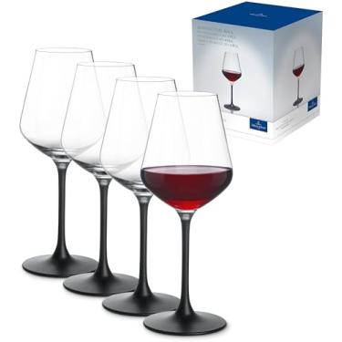 Imagem de Villeroy & Boch Fabrique cálice vermelho rocha, conjunto de 4, taças de vinho de cristal em preto empolgante, podem ser lavadas na lava-louças