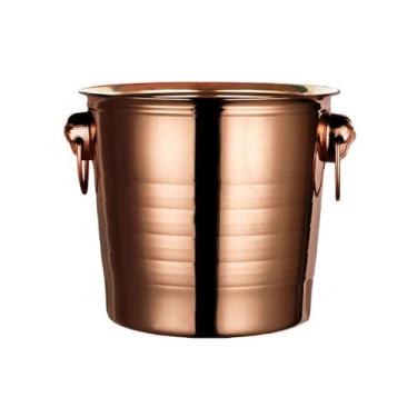 Imagem de Balde de gelo para festas Balde de gelo de aço inoxidável engrossado, champanhe, gelado, cerveja, vinho, balde refrigerado para cubos de gelo, recipiente de gelo, balde de vinho (marrom, médio)