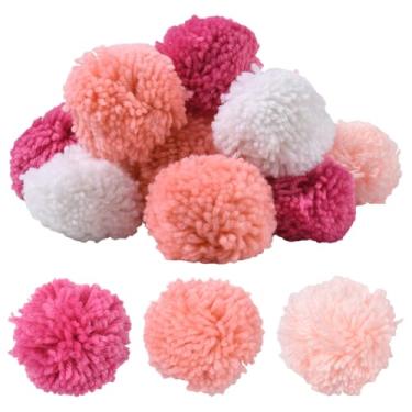 Imagem de SUNNYCLUE Bolas de pompom rosa de 70 mm de 4 cores para artesanato em massa bolas de pompom macias e fofas grandes decorações de pompom de pelúcia redondas para artes e artesanato, chapéus, sapatos