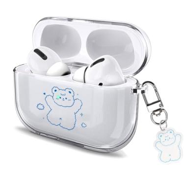 Imagem de Watefull Capa para AirPods Pro 3 fofo com chaveiro mosquetão 2025, Clear Air Pods Pro 3 capa macia com desenho animado anime kawaii com ornamento para crianças, meninos, meninas e mulheres (urso