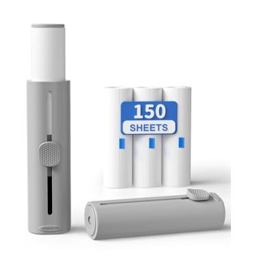 Imagem de VASSON Mini rolo de fiapos para pelos de animais de estimação - total de 150 folhas extra pegajosas (3 rolos x 50) - removedor de fiapos de viagem para roupas, móveis, fiapos, penugem - Pacote