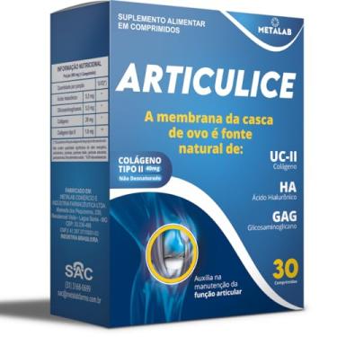 Imagem de Suplemento Colágeno Tipo 2, UCII, Ácido Hialurônico, Glicosaminoglicano, NEEM Articulice com 30 comprimidos similar Fortice