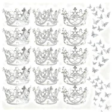 Imagem de 51 peças mini coroa cupcake topper mini joia bebê pérola coroa topo de bolo para mulheres senhora menina aniversário noiva casamento decoração de festa temática real, acessórios de buquê de flores