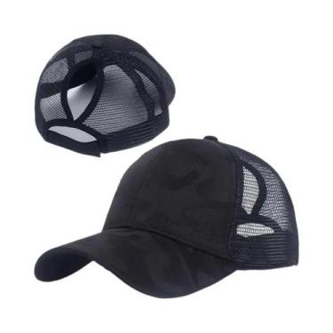 Imagem de Boné de Beisebol Feminino com Rabo de Cavalo - Ajustável e de Algodão,