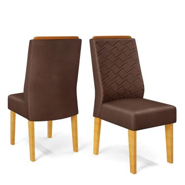 Imagem de Cadeira De Jantar Estofada Lídia Conjunto Com 2 Cadeiras Cedro/veludo Moca - Dj Móveis