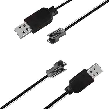Imagem de [Pacote com 2] Cabo carregador de bateria de 3,7 V com plugue SM-2P para carros de controle remoto, carros de acrobacias aquáticas, pistola de água, pistola de jato 3,7 V, cabo carregador USB