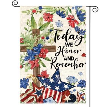 Imagem de AVOIN colorlife Bandeira de jardim patriótico Memorial Day, 30 x 45 cm, dupla face, Today We Honor And Remember Yard Outdoor Decoration