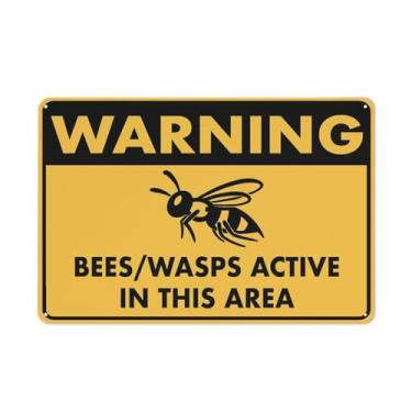 Imagem de Compladeta Warning Bees Wasps Active In This Area Sinal Externo Placa Alumínio 30 x 20 cm Tinta UV Impressa para Casa e Negócios