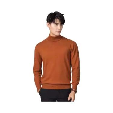 Imagem de Suéter Masculino De Gola Alta Em Mistura De Cashmere E Algodão Para Ou