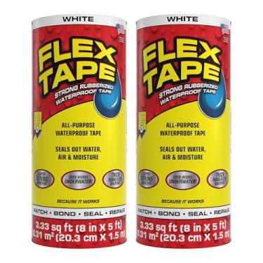 Imagem de Flex Tape Fita de borracha à prova d'água, 20 cm x 1,5 m, branca (pacote com 2)