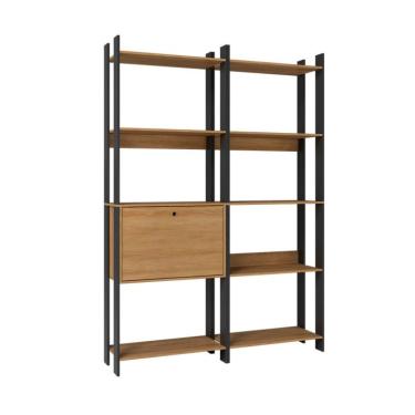 Imagem de Conjunto com 2 Estantes Elara 1 Porta Mel e Preto