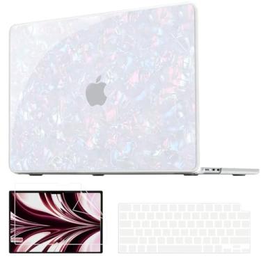Imagem de AKIT Capa compatível com MacBook Air de 13 polegadas 2025 2024 2023 M4 M3 M2 Glitter Perolado Lustre Capa rígida resistente para modelo A3240 A3113 A2681 Mac Air 13.6 Inclui teclado e capa de tela