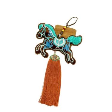 Imagem de Esquirla Enfeite de cavalo para o Ano Chinês, decoração Feng Shui para o Festival da Primavera, leve e multifuncional, pingente de desenho animado para, Cavalo Correndo de Café, Borlas