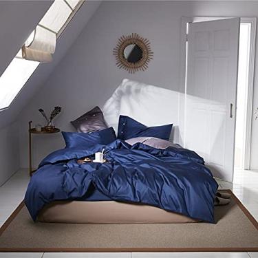 Imagem de Conjunto de capa de edredom ultramacia e sedosa, multicor, lisa, ajustado/liso, 2 lençóis, tamanho solteiro, 4 peças