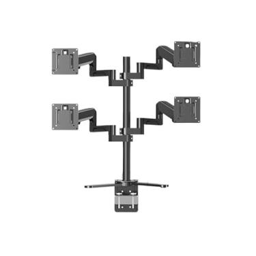 Imagem de BEGWVDJTP Suporte para monitor de quatro telas, tela de emenda de computador, base de ajuste, grampo de ajuste de pressão de ar, instalação em mesa, 17-32, quatro telas