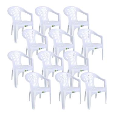 Imagem de Kit 12 Cadeiras De Plástico Com Braço Duo Bella Duoplastic Branco