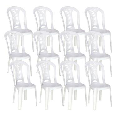 Imagem de Kit 12 Cadeiras De Plástico Sem Braço Laguna Tramontina Basi Branco