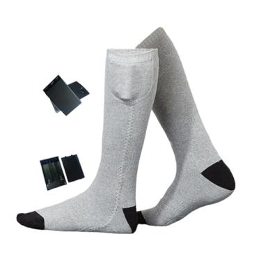 Imagem de Baoblaze Meias aquecidas de inverno, longas, confortáveis ​​e quentes, ideais para caminhadas, patinação, esqui, camping e ciclismo, Cinza com Preto