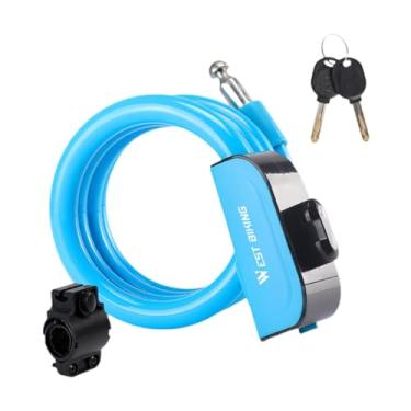 Imagem de Baoblaze Cadeado de bicicleta com 2 chaves, antifurto, acessório universal, trava de cabo de para bicicletas, ideal para viagens e, Azul