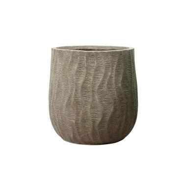 Imagem de KHUTRW3D Vasos de flores de 30 cm para plantas de interior, vaso grande com orifícios de drenagem para plantas de jardim interno e externo (marrom/branco) para ambientes internos e externos (marrom)