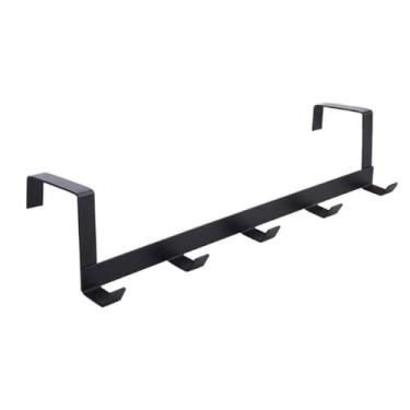 Imagem de NevStp Ganchos sobre a porta 5 ganchos organizador de casa de banho rack roupas casaco chapéu toalha cabide banheiro cozinha acessórios, preto