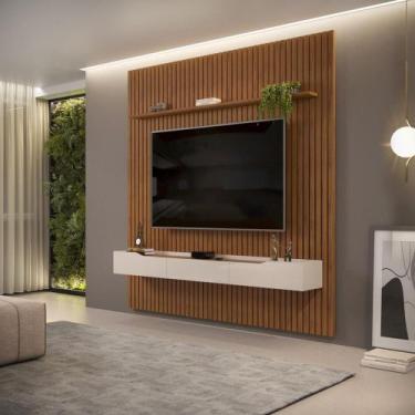 Imagem de Painel para TV até 75 Polegadas 3 Gavetas Pratic DJ Móveis, Freijo/Off