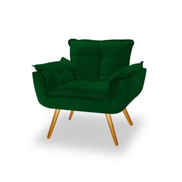 Imagem de Poltrona Decorativa Opala Sala De Estar Suede Verde