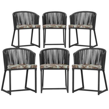 Imagem de 6 Cadeiras De Jantar área Noronha Preta E6 Trama  Preto