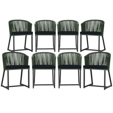 Imagem de 8 Cadeiras De Jantar área Noronha Preta E12 Trama Original Verde