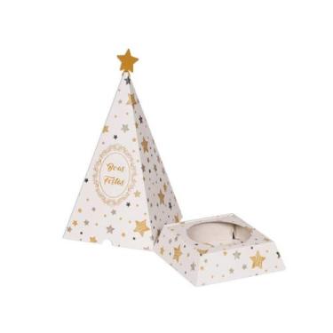 Imagem de Caixa Arvore Panetone Estrelas Natal 03 Unidades Decora Doces Rizzo Ta