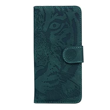 Imagem de Capa carteira para Google Pixel 6/6 Pro, estampa de tigre em relevo couro PU capa carteira magnética com compartimentos para cartões Kickstand Flip Capa, Verde, 6 Pro 17 cm